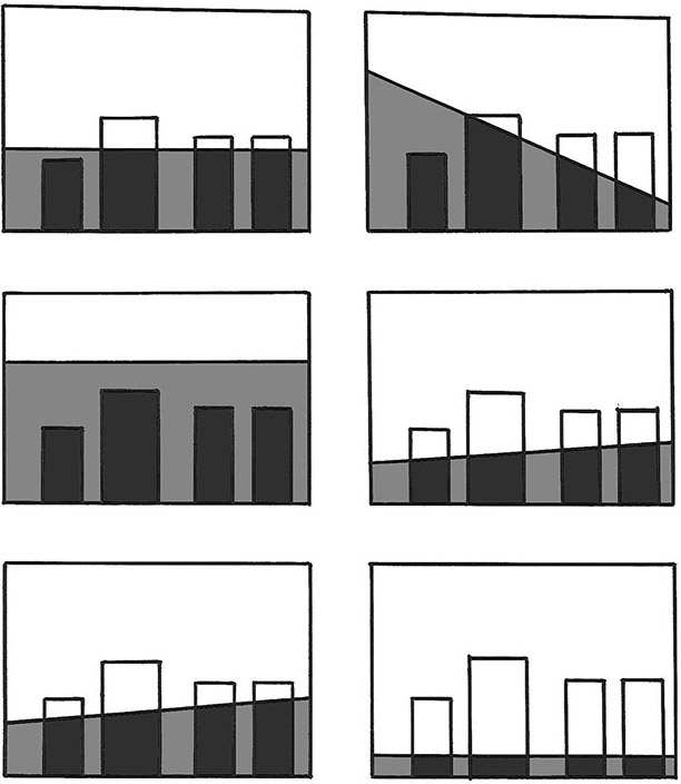cadres horizon en niveau de gris